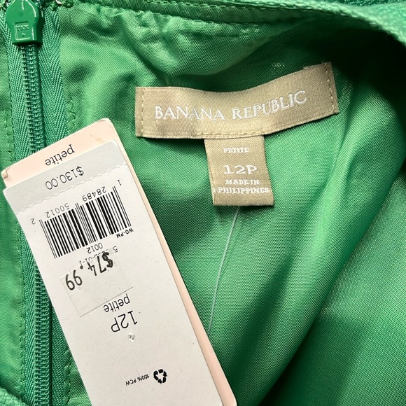 NWT Banana Republic Navy & Green Striped Sleeveless Cotton Sheath Dress - Picture 15 of 16